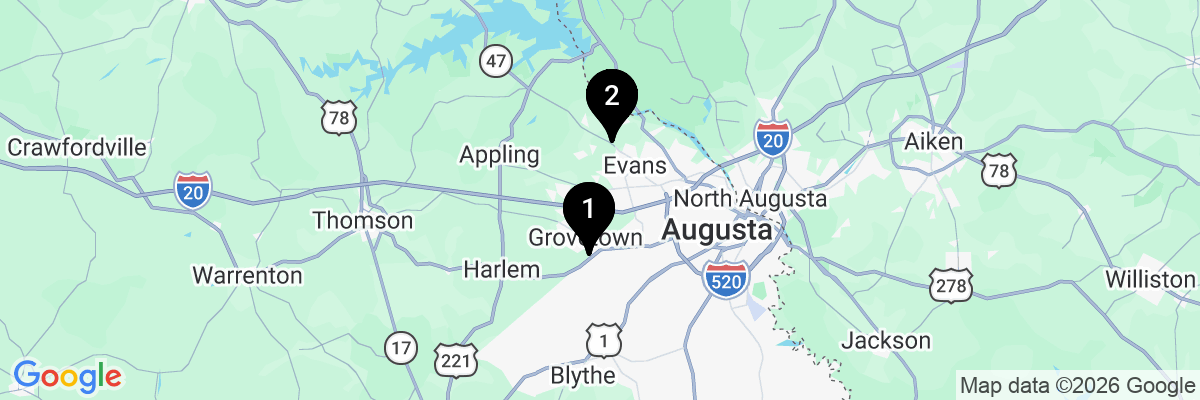 Map showing facility locations