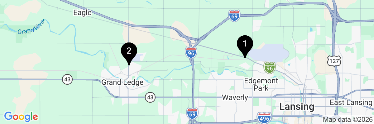 Map showing facility locations